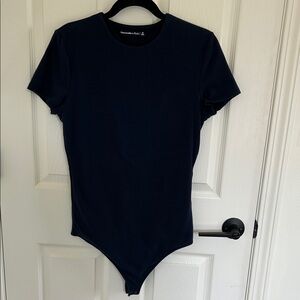Abercrombie Navy Short Sleeve Crewneck Bodysuit